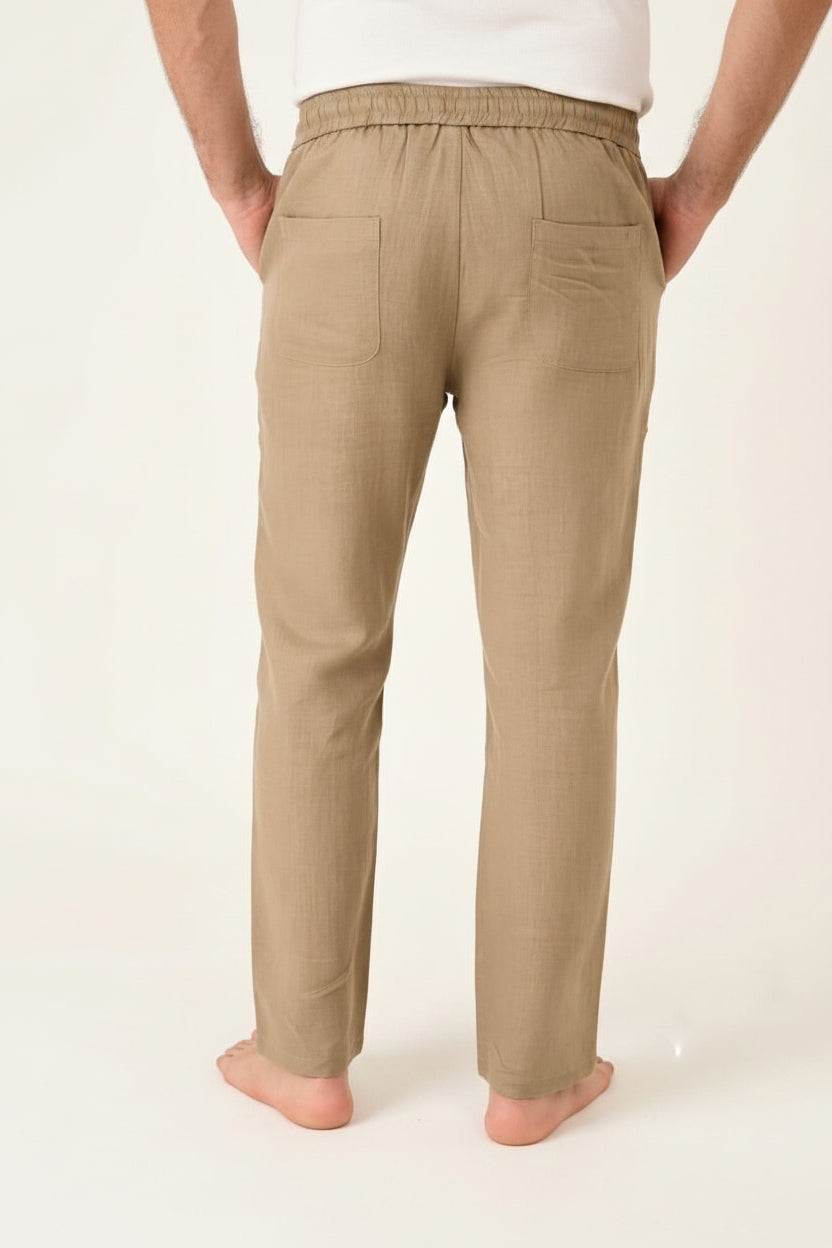 Premium Linen Pants-CAMEL