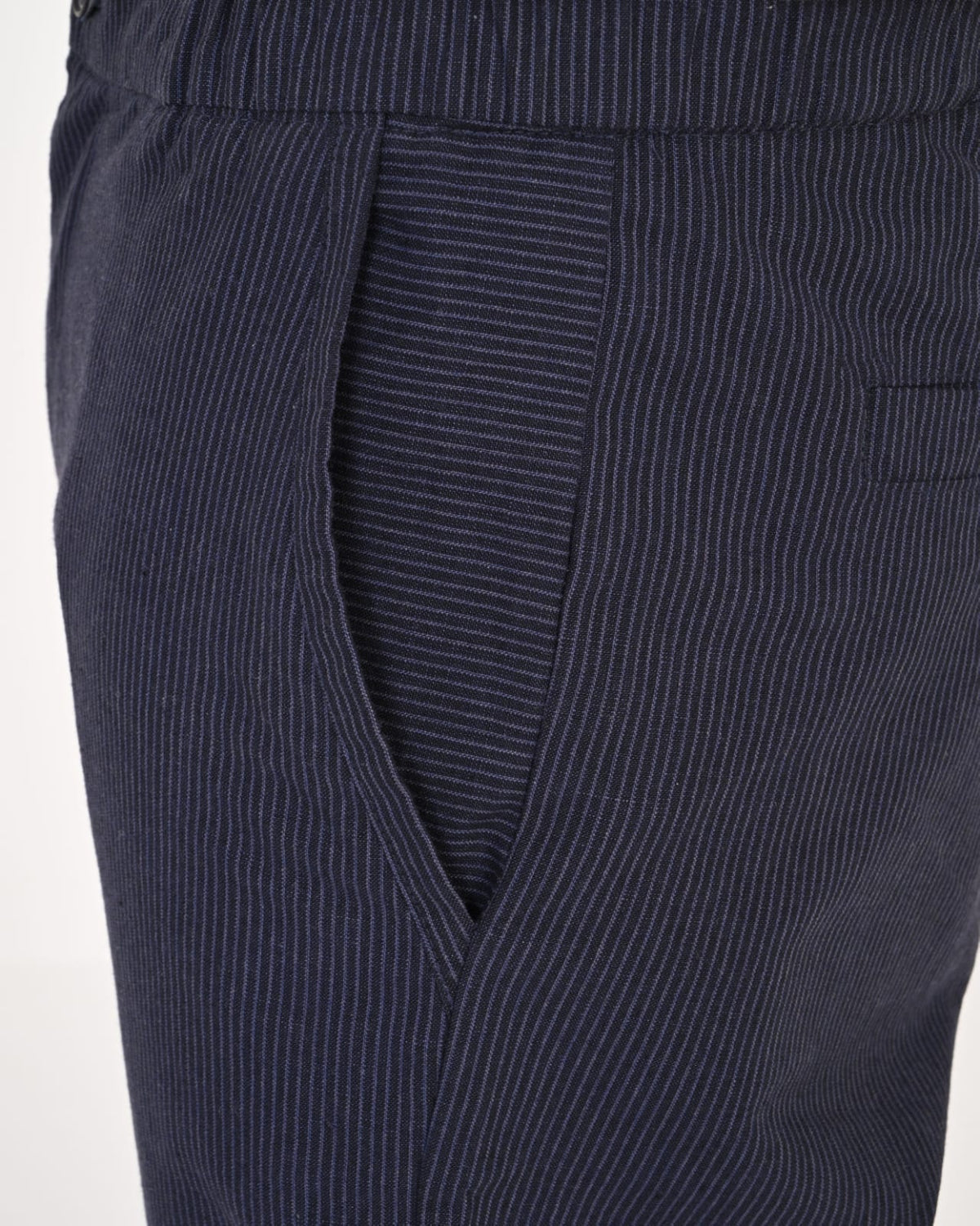 Premium Pinstripe Linen Blend Pants – Navy